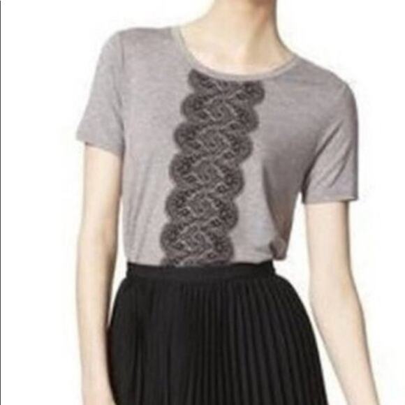 Jason Wu by Target Gray with Black Lace Print Top - Picture 1 of 7
